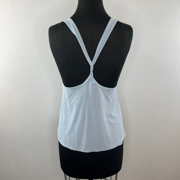 PELOTON Light Blue Scoop Neck Twist Racerback Tank Microfiber Top Lightning M - Picture 6 of 8